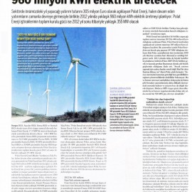 Polat Enerji 2012 Yılında Yaklaşık 960 Milyon kWh Elektrik Üretecek