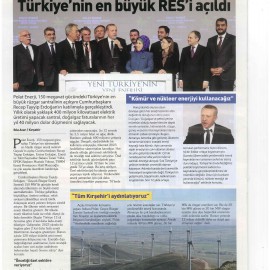Türkiye'nin En Büyük Rüzgar Enerji Santrali Olan Geycek RES Açıldı.