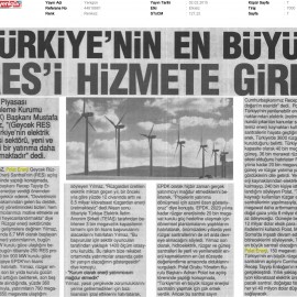 Türkiye'nin En Büyük Rüzgar Enerji Santrali Olan Geycek RES Açıldı.