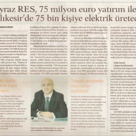 Poyraz RES, 75 Milyon Euro Yatırım ile Balıkesir'de 75 Bin Kişiye Elektrik Üretecek