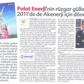 Polat Enerji'nin Rüzgar Gülleri 2011'de de Akenerji için Dönecek