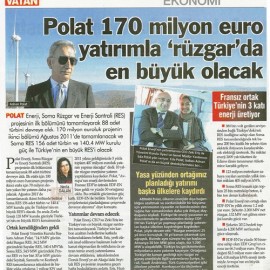 Polat 170 Milyon Euro Yatırımla 'Rüzgar' da En Büyük Olacak